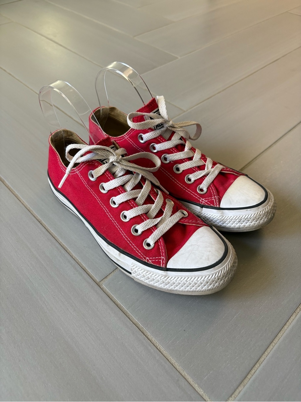 Converse Red Low-Top Canvas Sneakers with White Trim